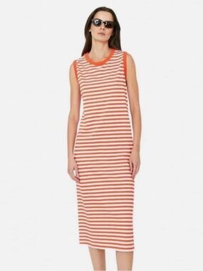 KULE • the Tank dress in Orange white Stripe Midi Dress - sleeveless - Medium